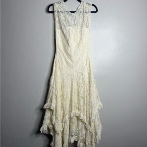 Vintage Frederick's of Hollywood Cream High Low Lace Dress